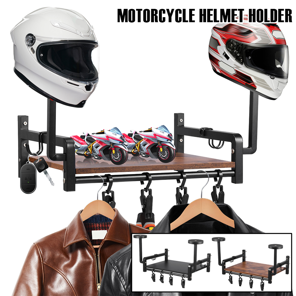 Wall Organizer Pocket - Helmet Holder Wooden Wall Mount Motorcycle