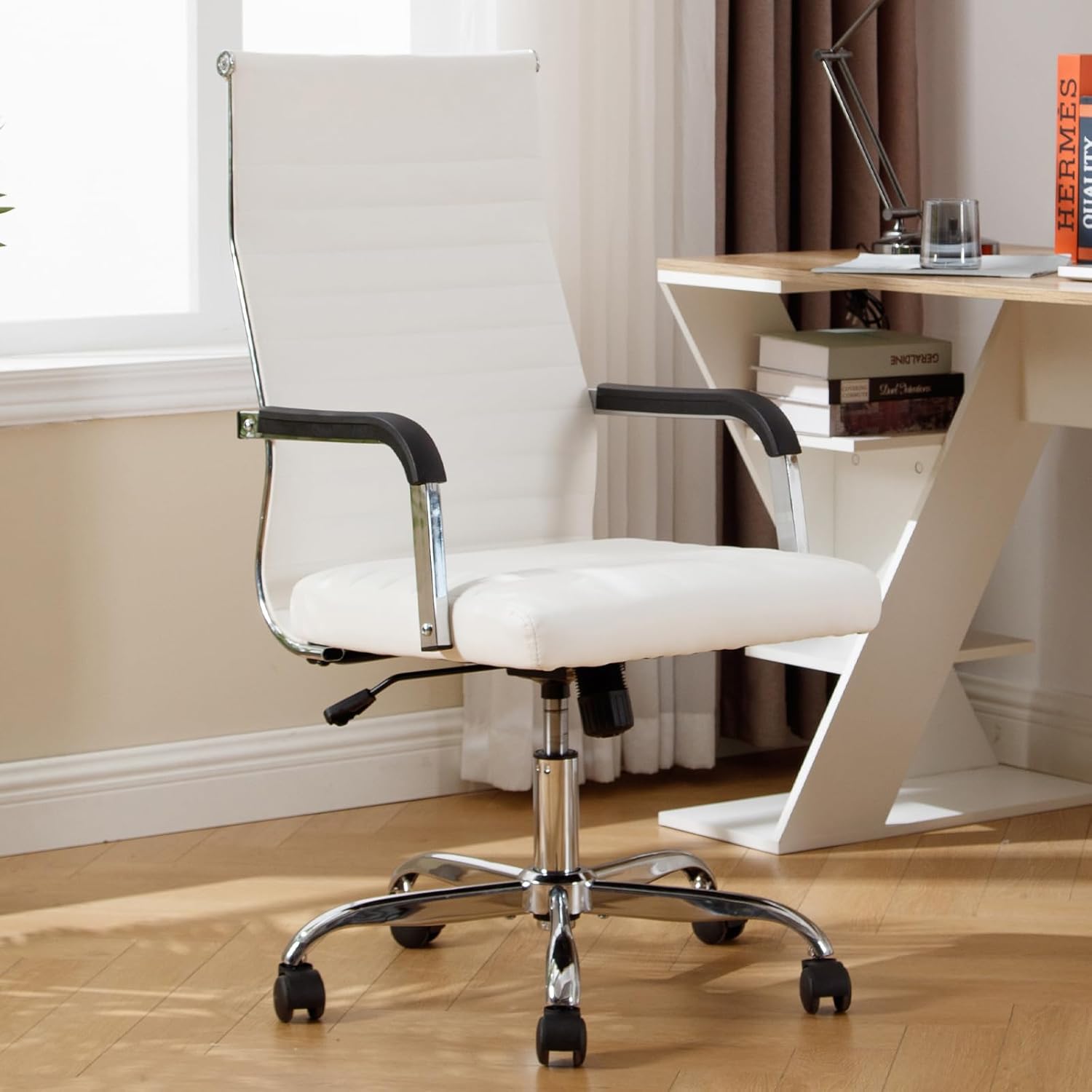 Office Furniture Custom - Ergonomic Ribbed Leather Office Chair Adjustable