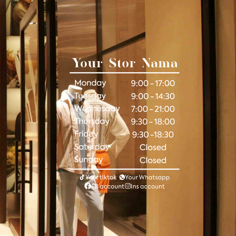 Office Furniture Custom - Opening Hours With Custom Business Logo