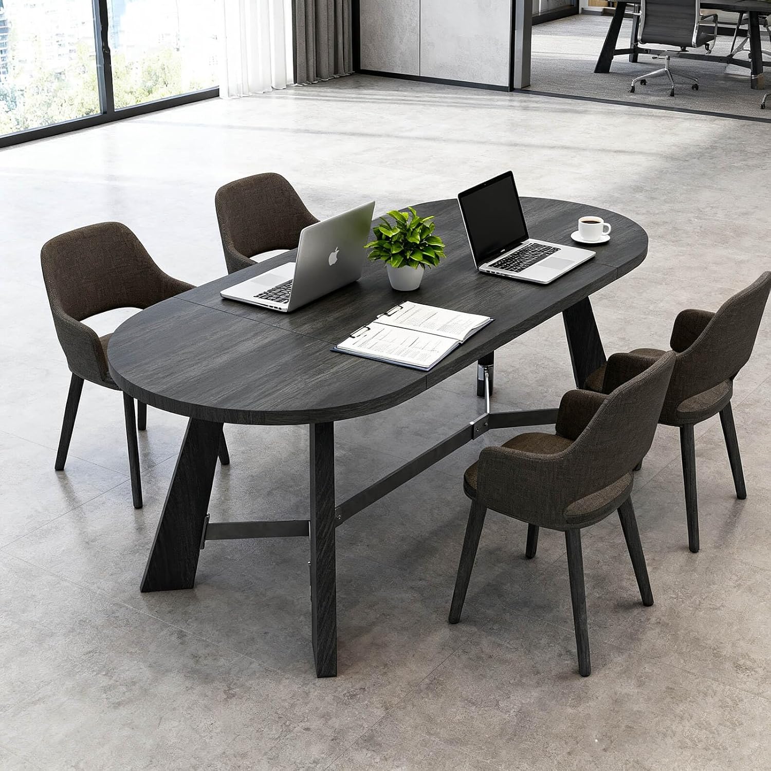 Office Furniture Custom - 6-8 Person Oval Conference Table, Rustic