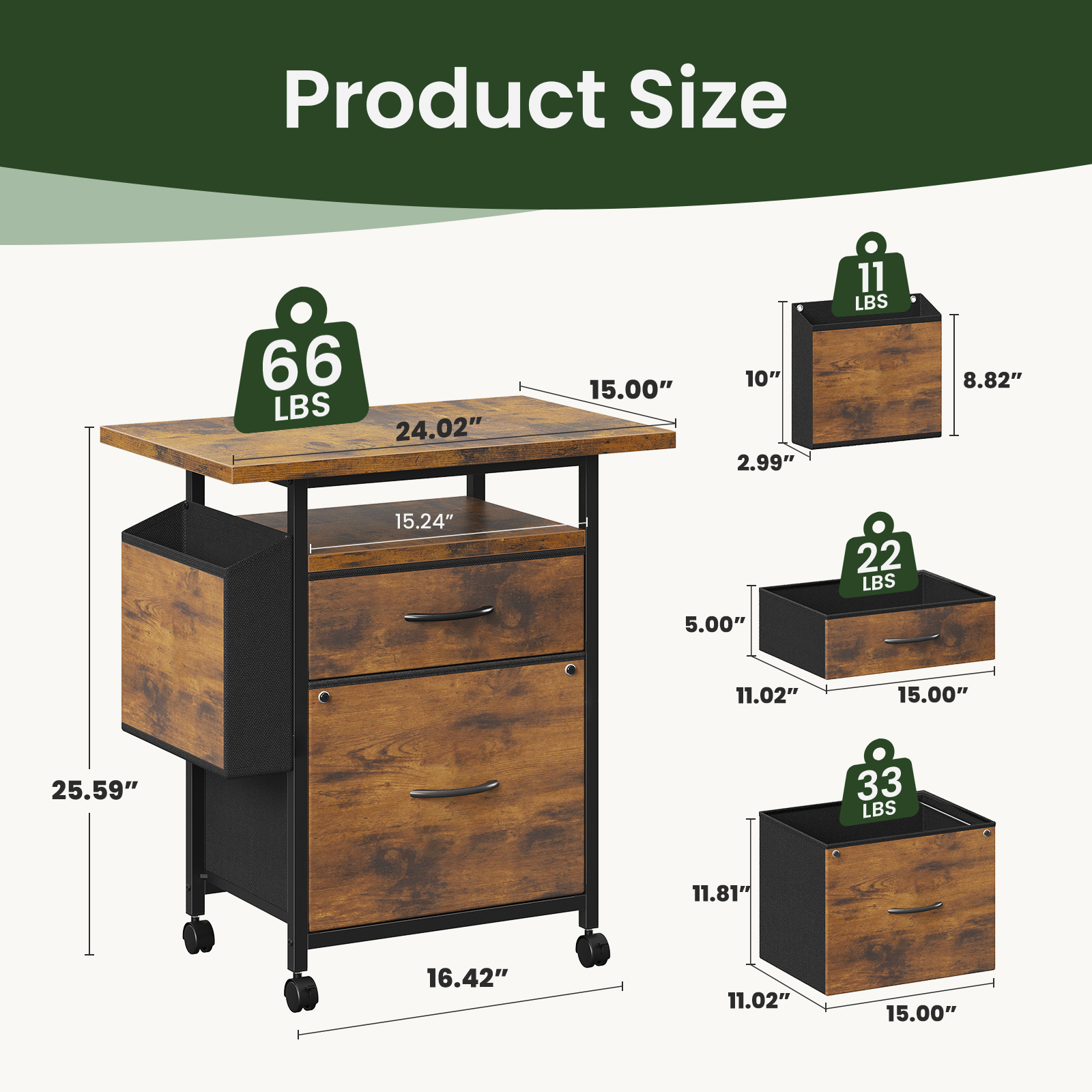 JHK Mobile File Cabinet with 2 - Office Furniture Dimensions บทวิจารณ์และราคา