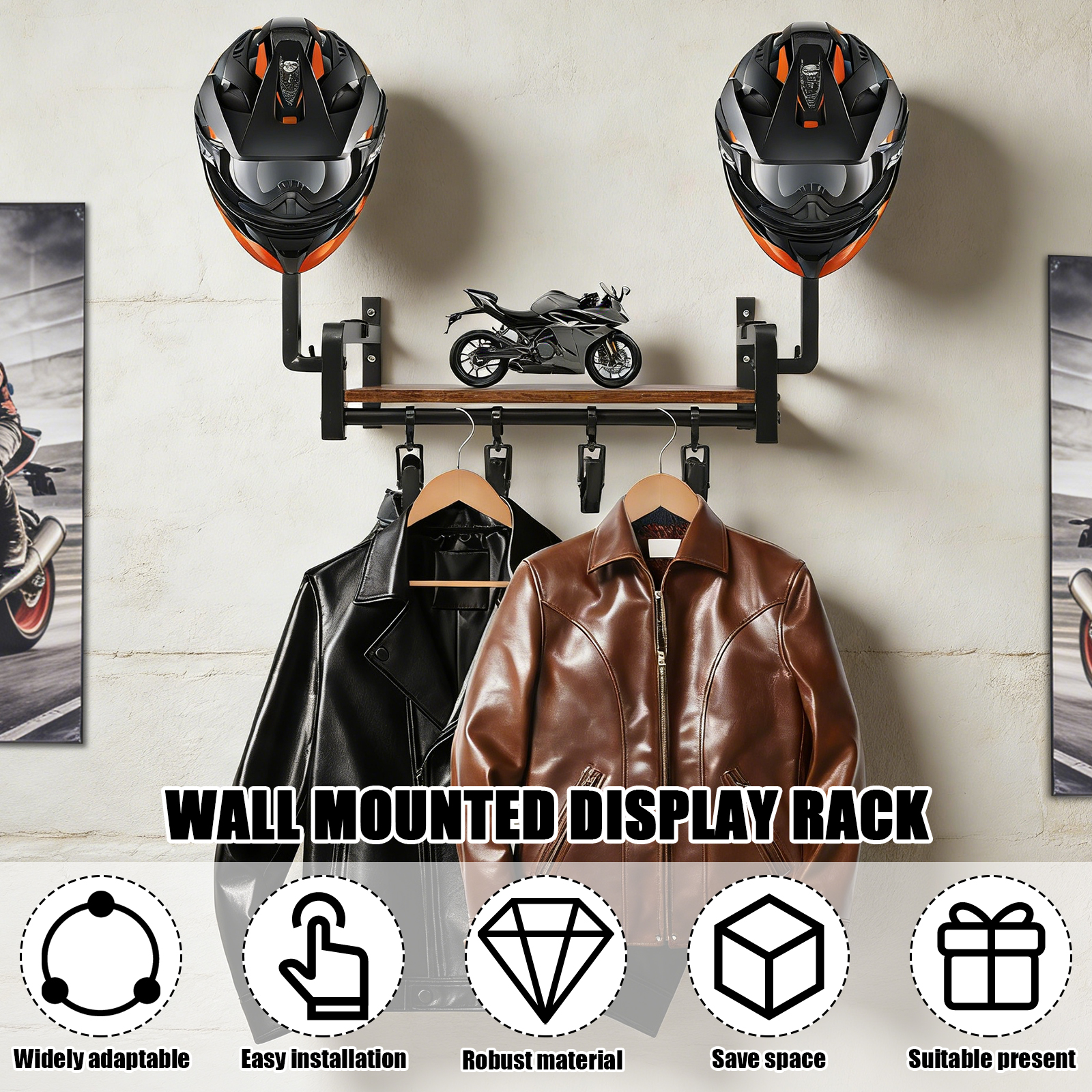 Helmet Holder Wooden Wall Moun - Wall Organizer Pocket บทวิจารณ์และราคา