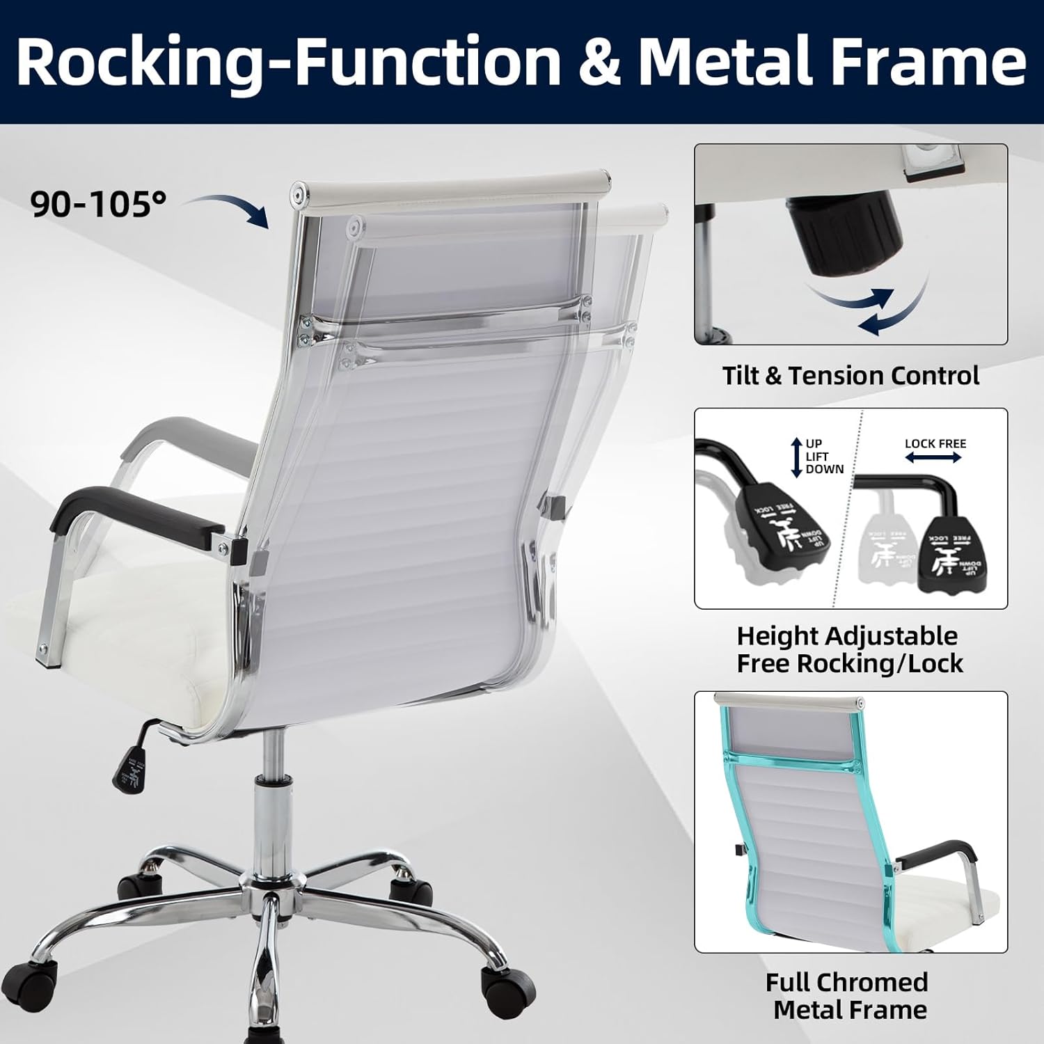 Ergonomic Ribbed Leather Offic - Office Furniture Custom บทวิจารณ์และราคา