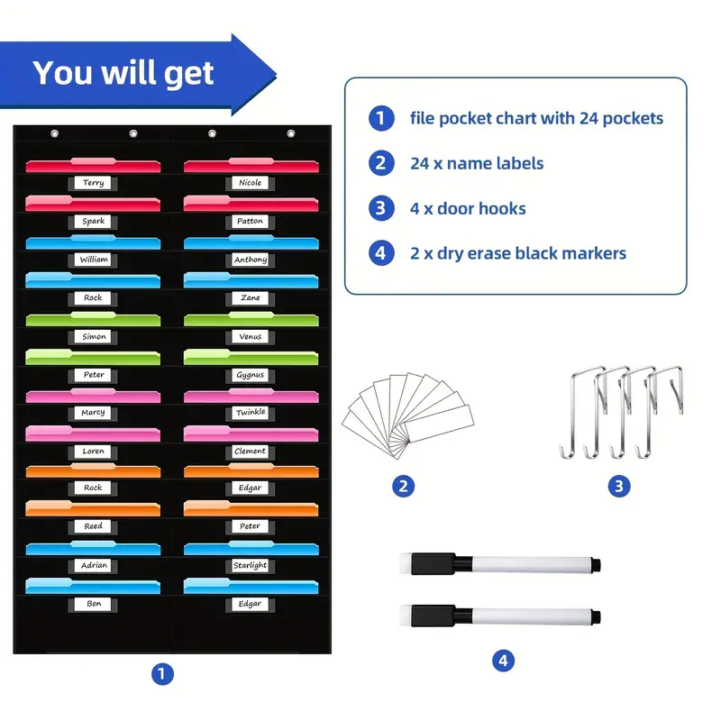 Black File Storage Pocket Char - Wall Organizer Pocket บทวิจารณ์และราคา