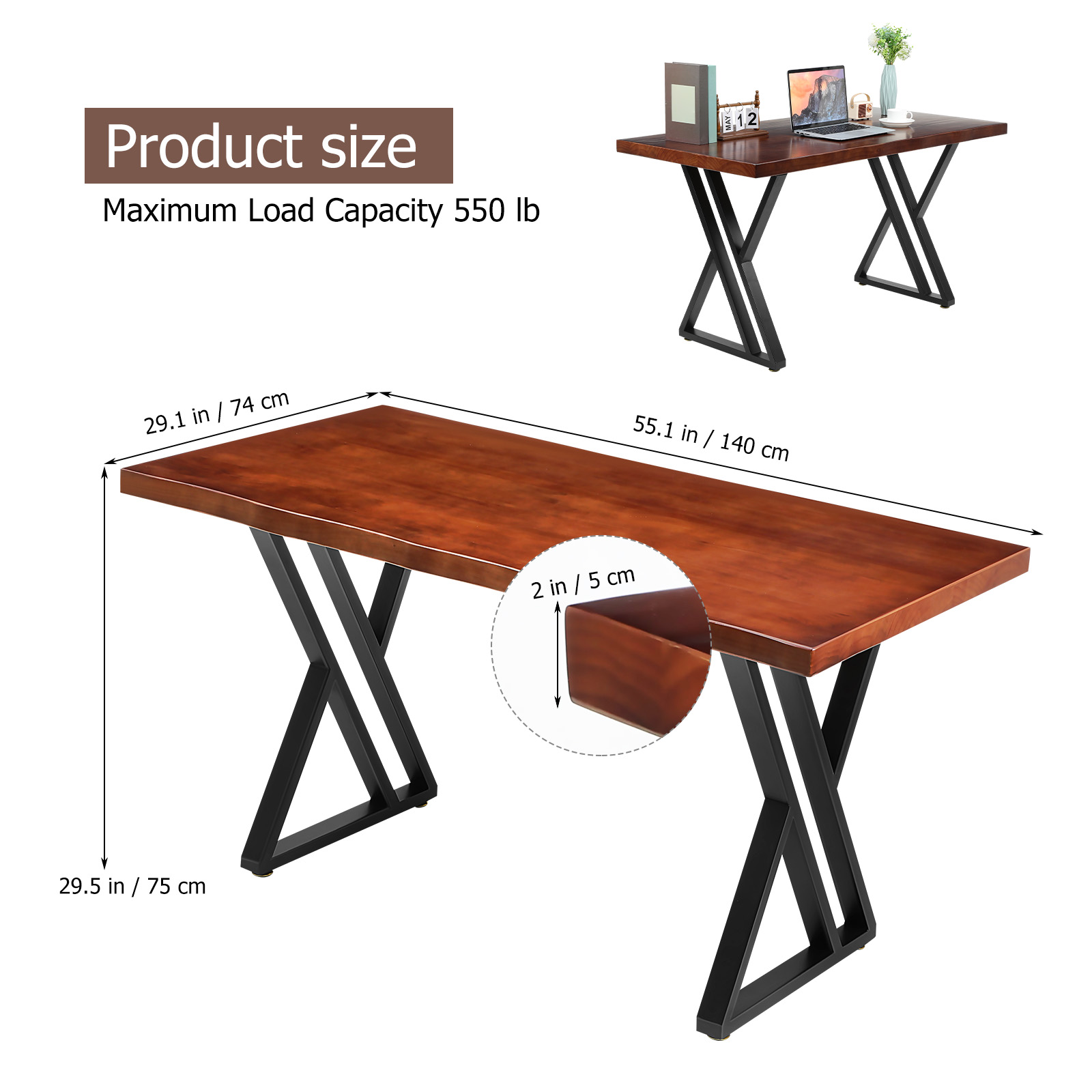 Heavy-Duty Solid Wood Computer - Office Furniture Dimensions บทวิจารณ์และราคา