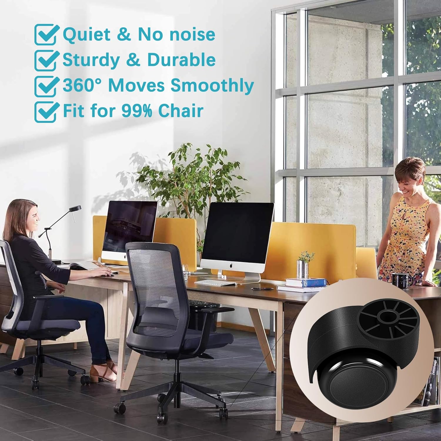 2 Inch Black Silent Office Cha - Office Furniture Images บทวิจารณ์และราคา