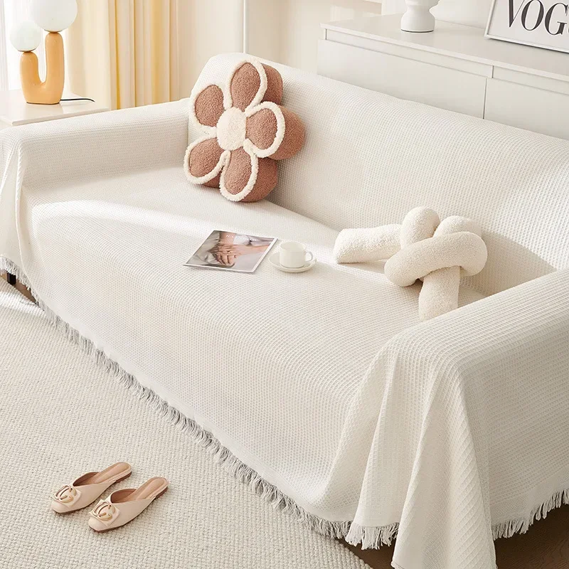 Woven Cotton Sofa Cover Blanke - Office Furniture Dimensions บทวิจารณ์และราคา