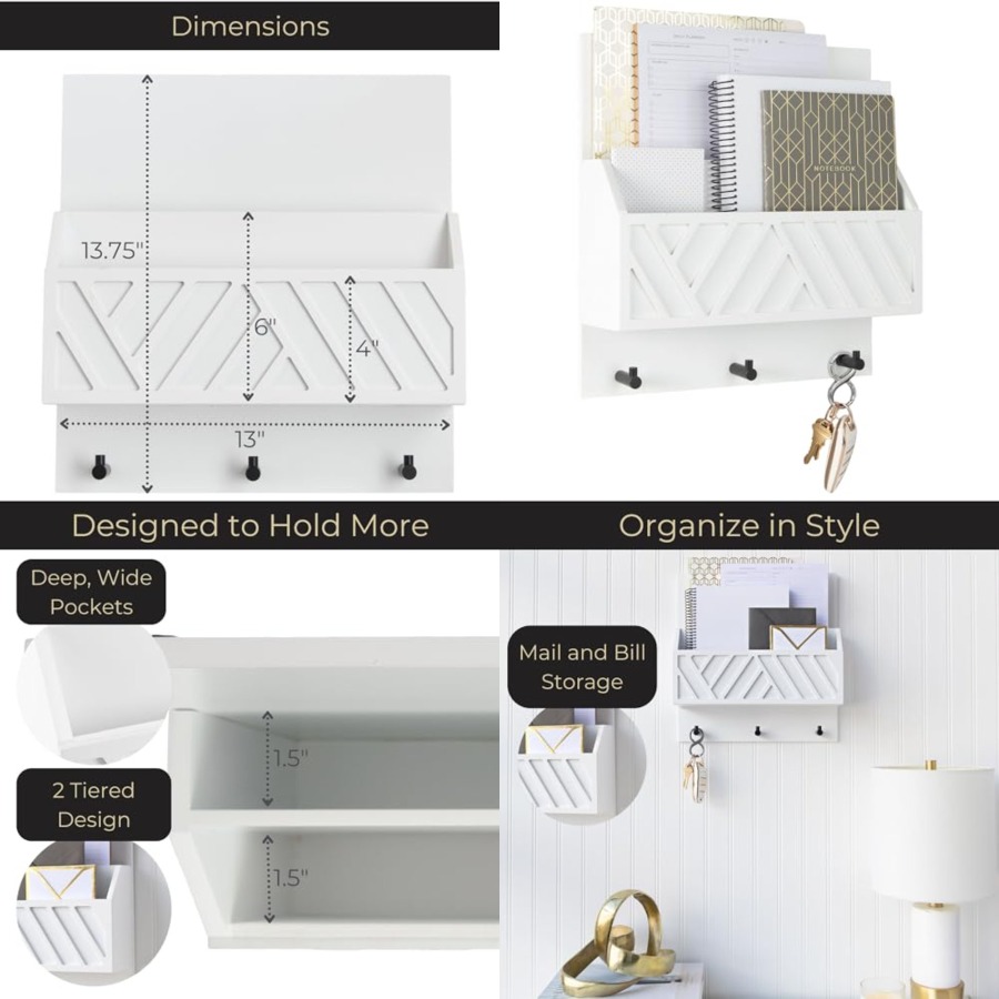Wall Mount Key Holder with Mai - Wall Organizer Pocket บทวิจารณ์และราคา